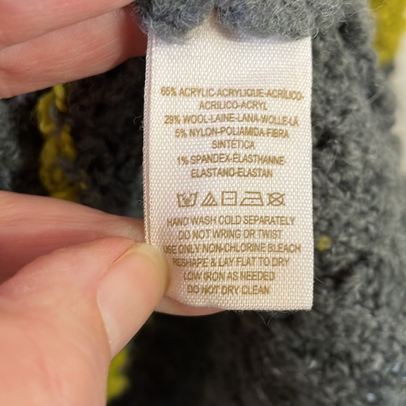 Free People Marshmallow Stripe long Cardi Lime Green & Gray Snap Closure Pockets - Picture 8 of 9